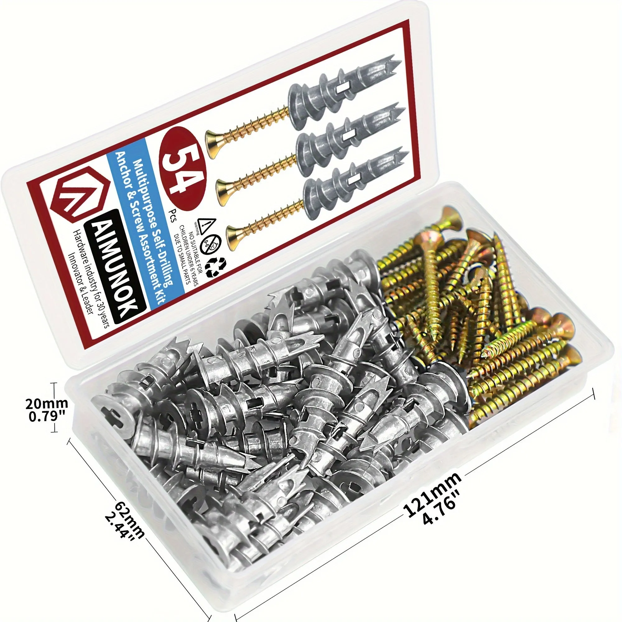 Strong Zinc Drywall Anchors Kit with HeavyDuty Screws 3054pcs