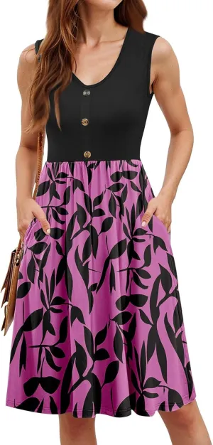 Summer Dresses for Women 2025 Business Casual Flowy Maxi Sun Dress Elegant Loose A Line Sundress