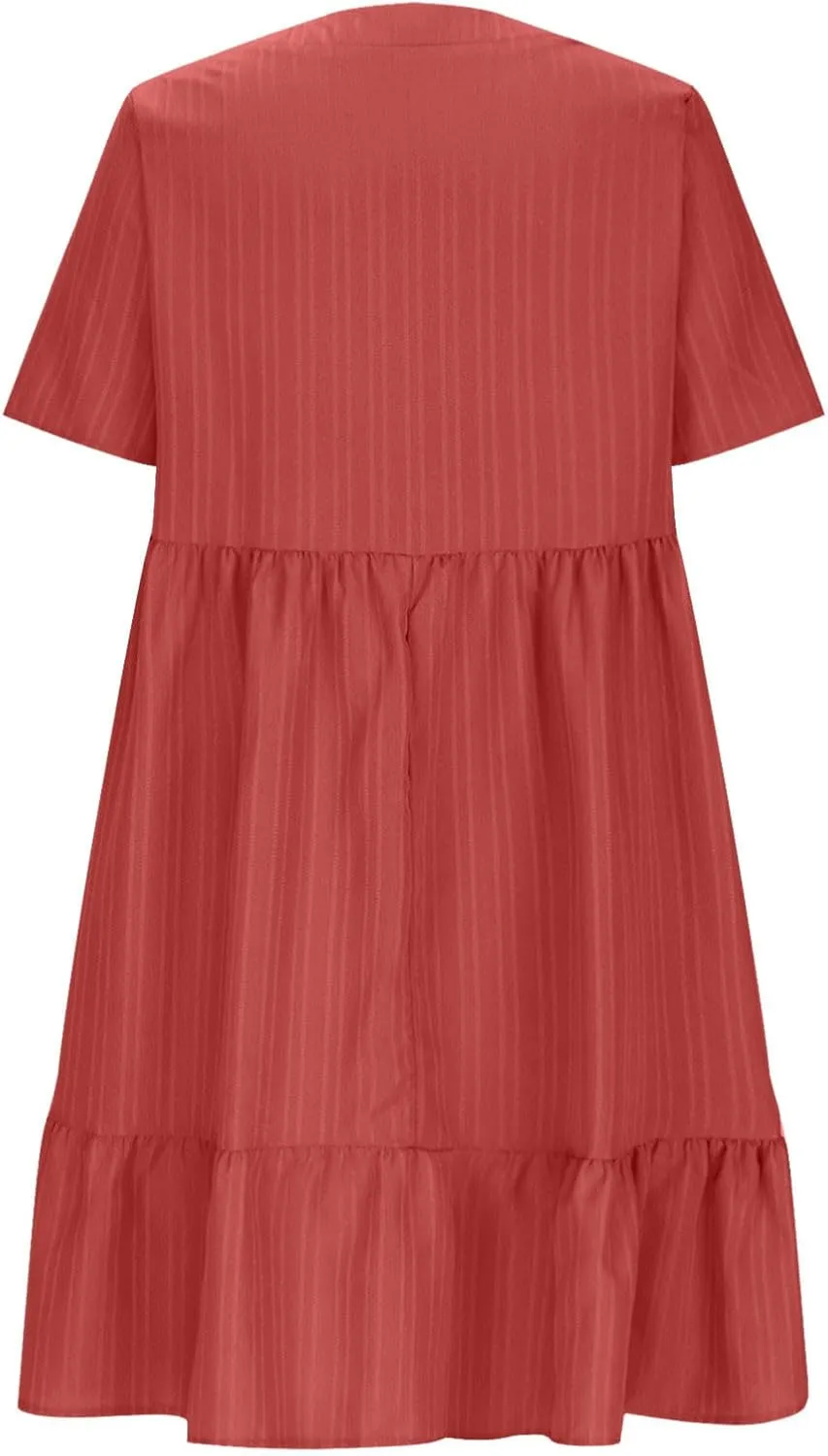 Summer Dresses for Women 2025 Casual Short Sleeve V Neck Sundress Ruffle Hem Smocked Swing Mini Dress Resort Wear
