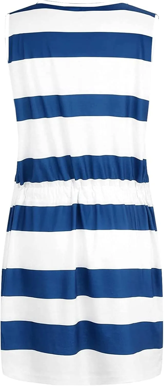 Summer Dresses for Women 2025 Causal Short Sleeve V Neck Sundresses Tie Front A-Line Dresses Beach Vacation Clothes