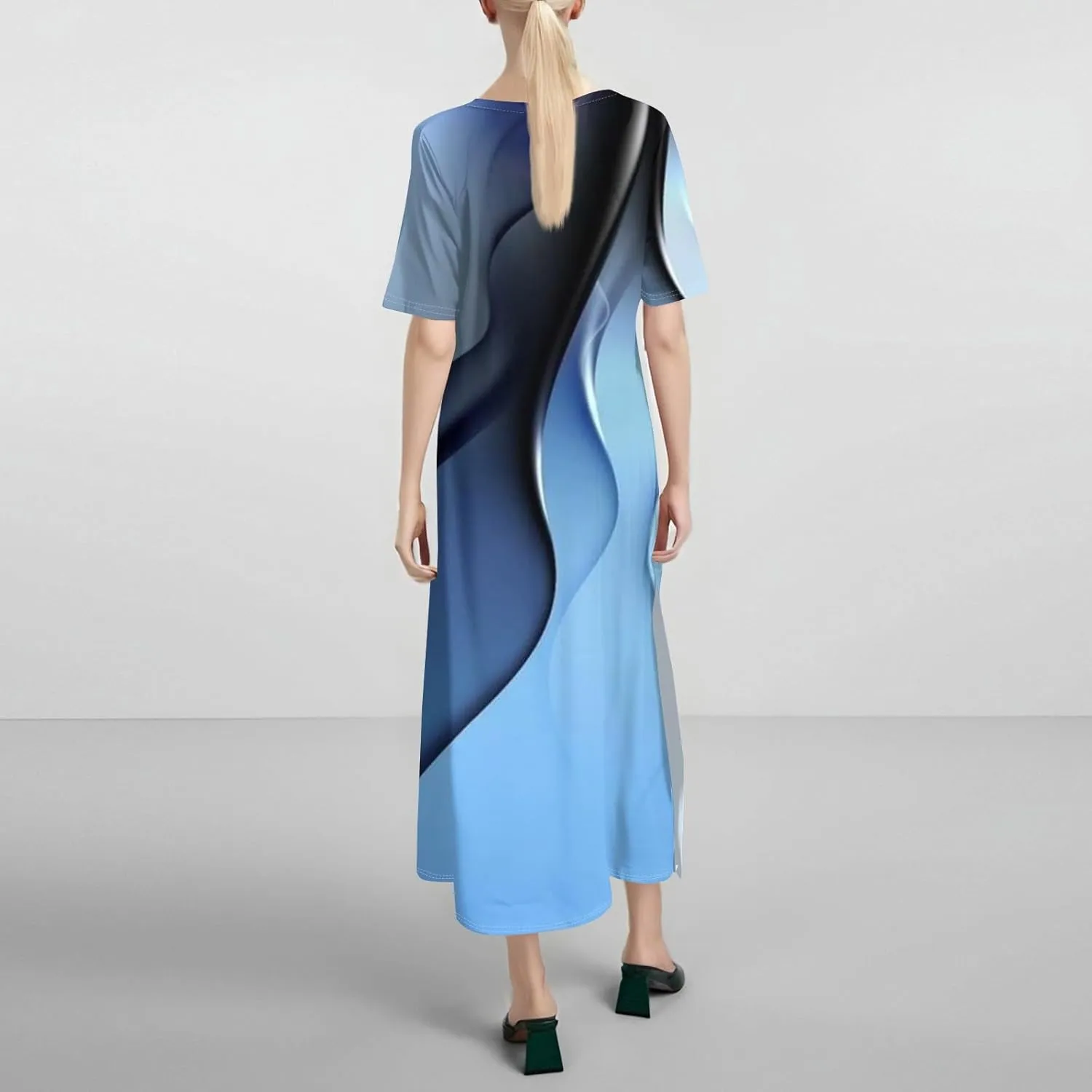 Summer Dresses for Women 2025 Crew Neck Short Sleeve Long Dresses for Women Trendy Clothes Flowy Skirt Sundress