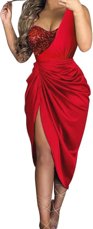 Summer Women Dresses for Wedding Guest Formal Sleeveless Sequin Patchwork Dress Sundress Sexy Cocktail Prom Ball Gown
