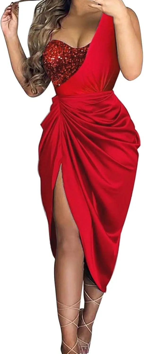 Summer Women Dresses for Wedding Guest Formal Sleeveless Sequin Patchwork Dress Sundress Sexy Cocktail Prom Ball Gown