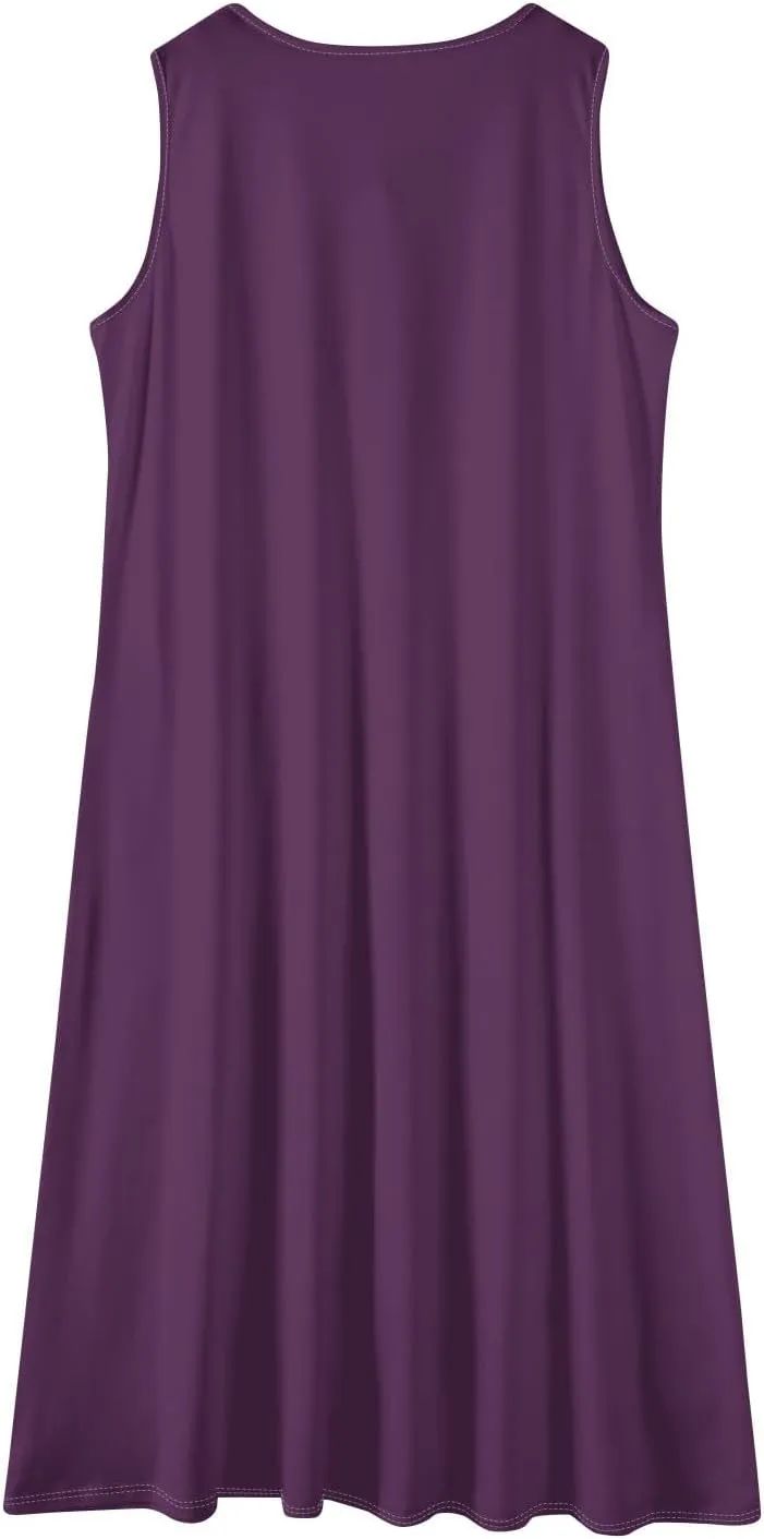 Sun Dresses for Women 2025 Vacation Summer Boho Beach Casual Empire Waist A-Line Midi Flowy Sundresses with Pockets