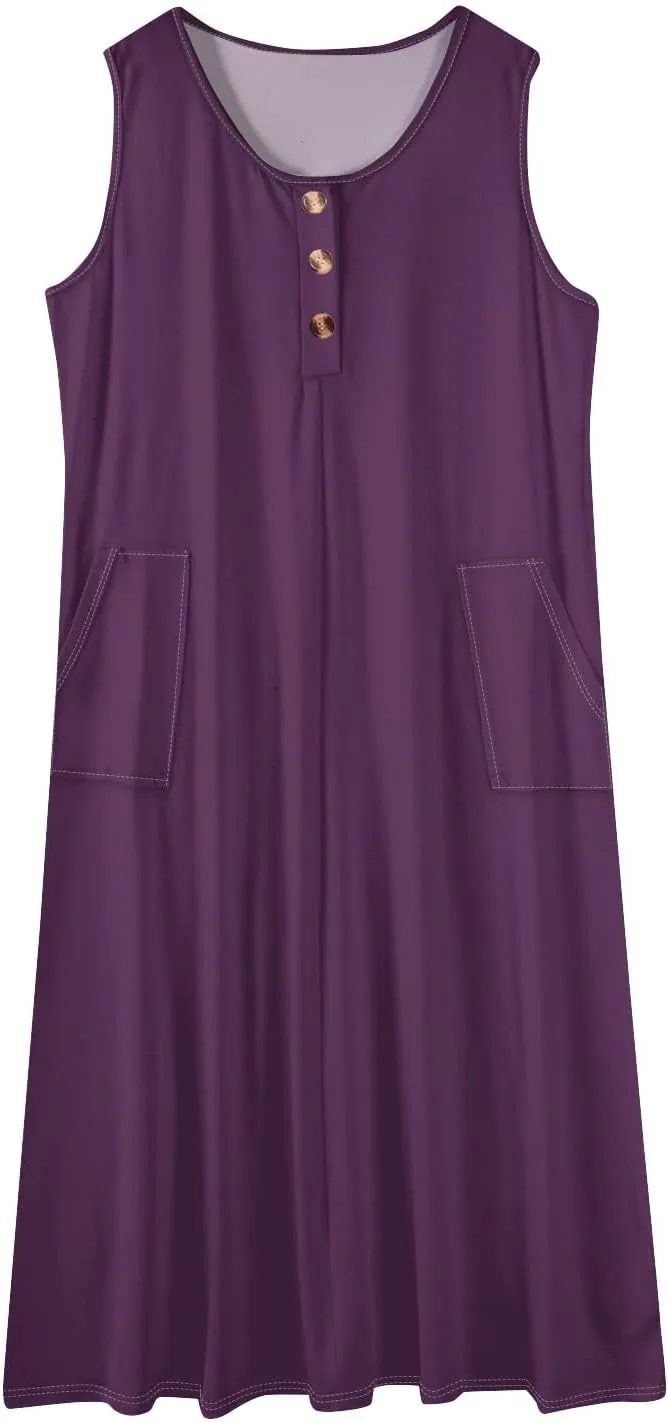 Sun Dresses for Women 2025 Vacation Summer Boho Beach Casual Empire Waist A-Line Midi Flowy Sundresses with Pockets