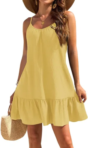Swimsuit Coverup for Women 2025 Vacation Beach Tank Dress Spaghetti Straps Bathing Suit Cover Up Sundress S-XXL