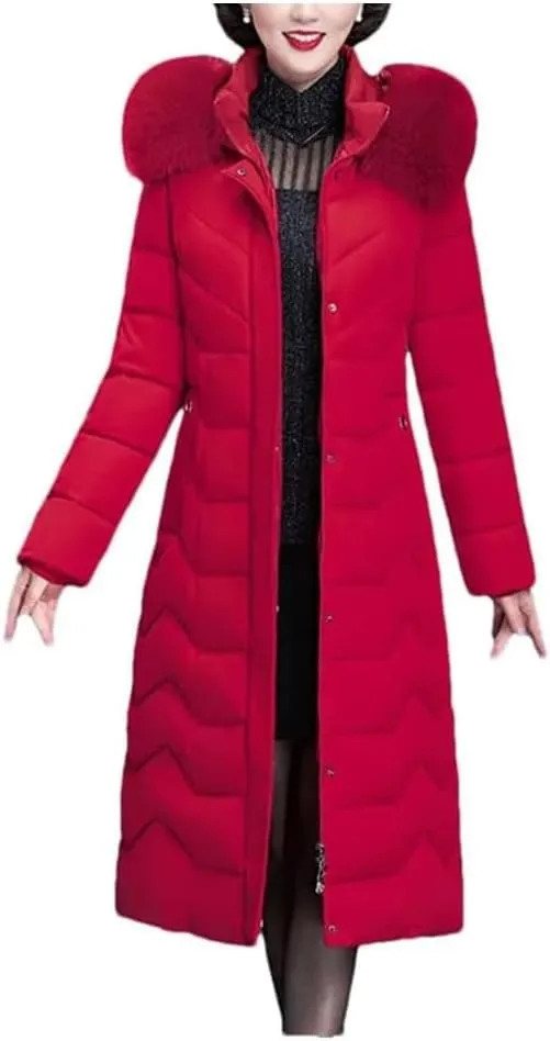 Thicken Warm Parkas Hooded Winter Jacket Women Long Cotton-Padded Middle Aged Mother Coat
