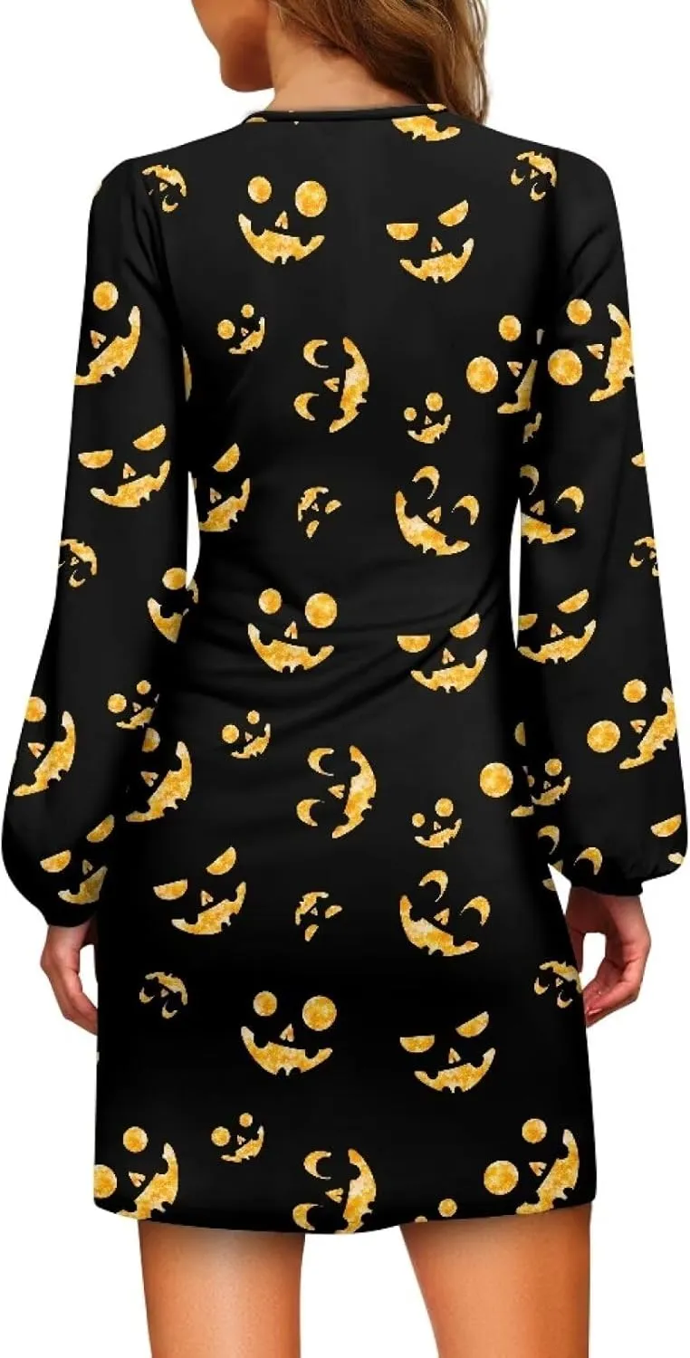 TODIYADDU Womens Long Sleeve Dress for Women Long Sleeve Tie Waist Elegant Cocktail Party Mini Fall Dresses Gifts Size S-XL