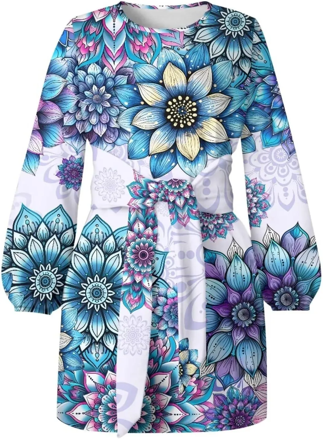 TODIYADDU Womens Long Sleeve Dress for Women Long Sleeve Tie Waist Elegant Cocktail Party Mini Fall Dresses Gifts Size S-XL