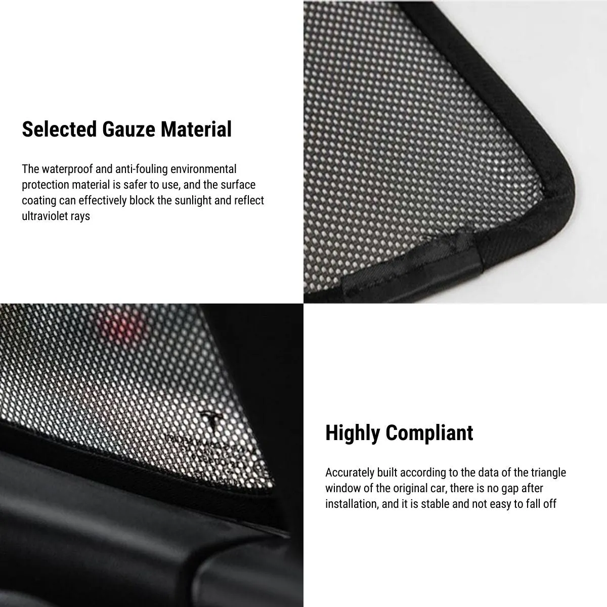 Triangle Side Window Shades for Tesla Model 3