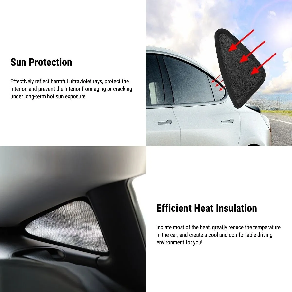 Triangle Side Window Shades for Tesla Model 3