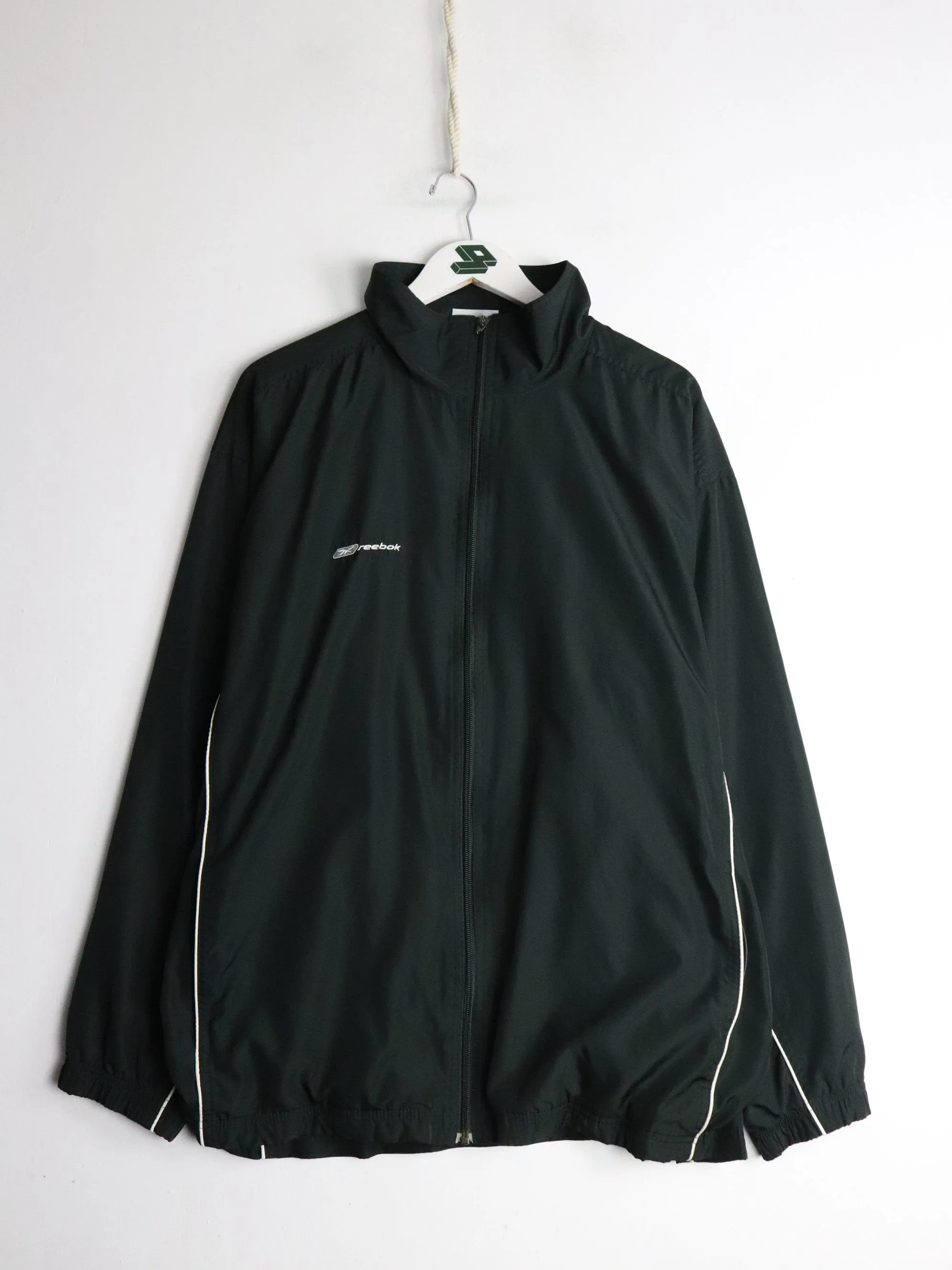 Vintage Reebok Windbreaker Mens Large Black Jacket