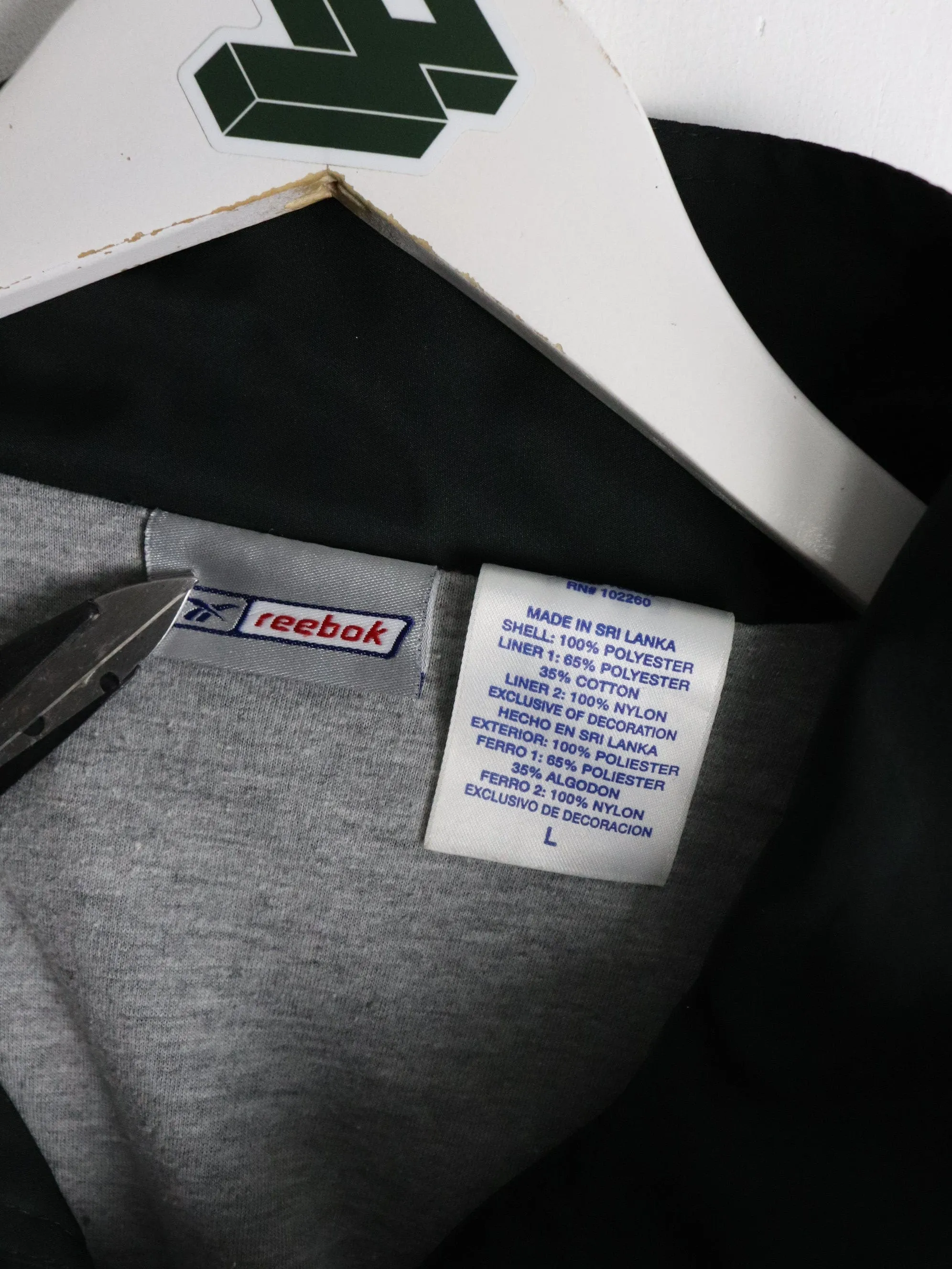 Vintage Reebok Windbreaker Mens Large Black Jacket