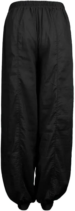 White Linen Pants Women Plus Size Beach Loose Fit Harem Pants with Pockets Pure Color Palazzo Pants for Women