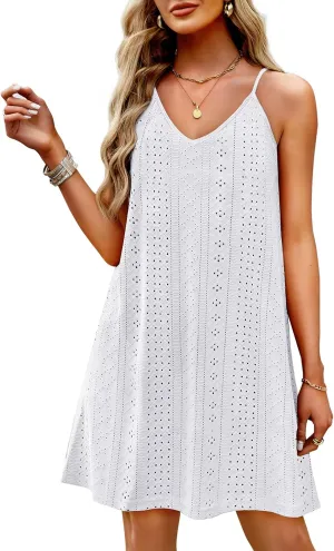 WIHOLL Swimsuit Cover Up for Women Crochet Hollow Out Summer V Neck Dresses 2025