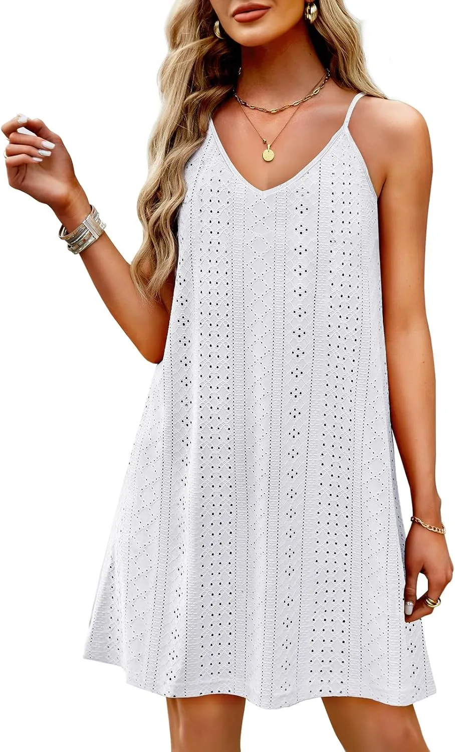 WIHOLL Swimsuit Cover Up for Women Crochet Hollow Out Summer V Neck Dresses 2025