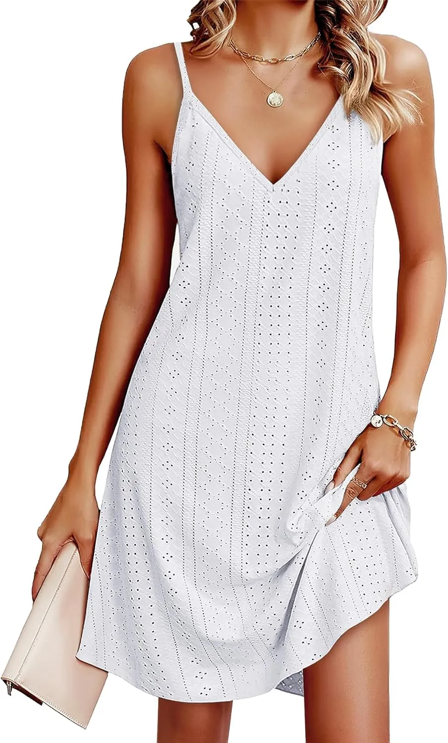 WIHOLL Swimsuit Cover Up for Women Crochet Hollow Out Summer V Neck Dresses 2025