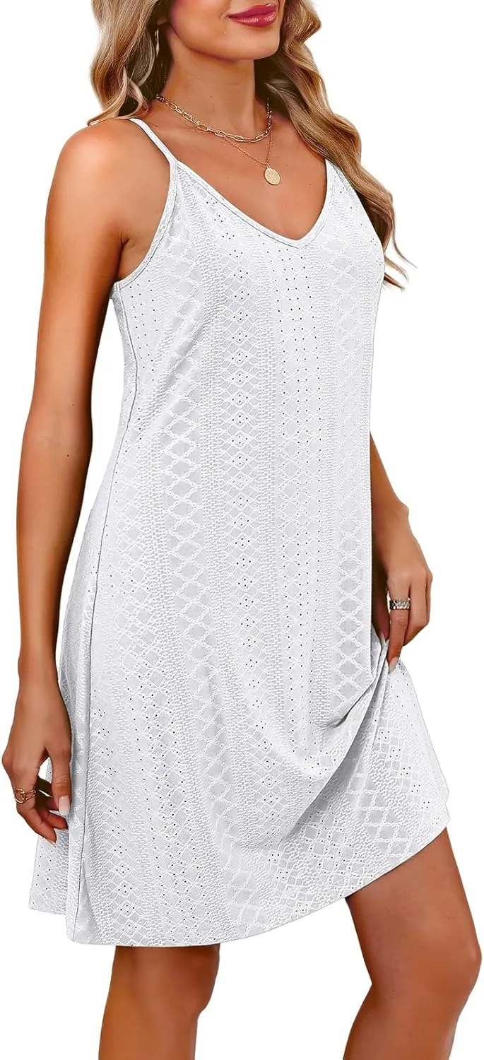 WIHOLL Swimsuit Cover Up for Women Crochet Hollow Out Summer V Neck Dresses 2025