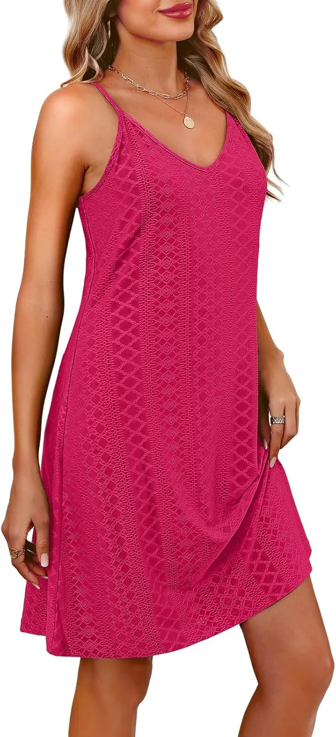 WIHOLL Swimsuit Cover Up for Women Crochet Hollow Out Summer V Neck Dresses 2025