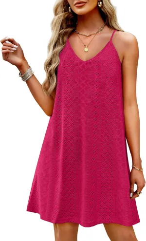 WIHOLL Swimsuit Cover Up for Women Crochet Hollow Out Summer V Neck Dresses 2025