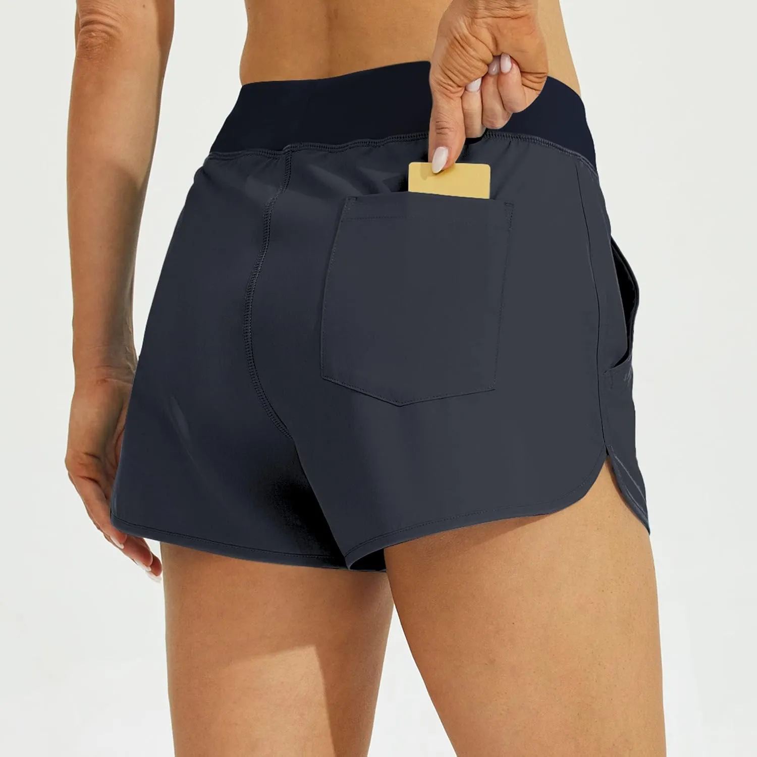 Willit Women's 3" Swim Board Shorts Swimming Bottoms with Brief Liner Quick Dry UPF 50 