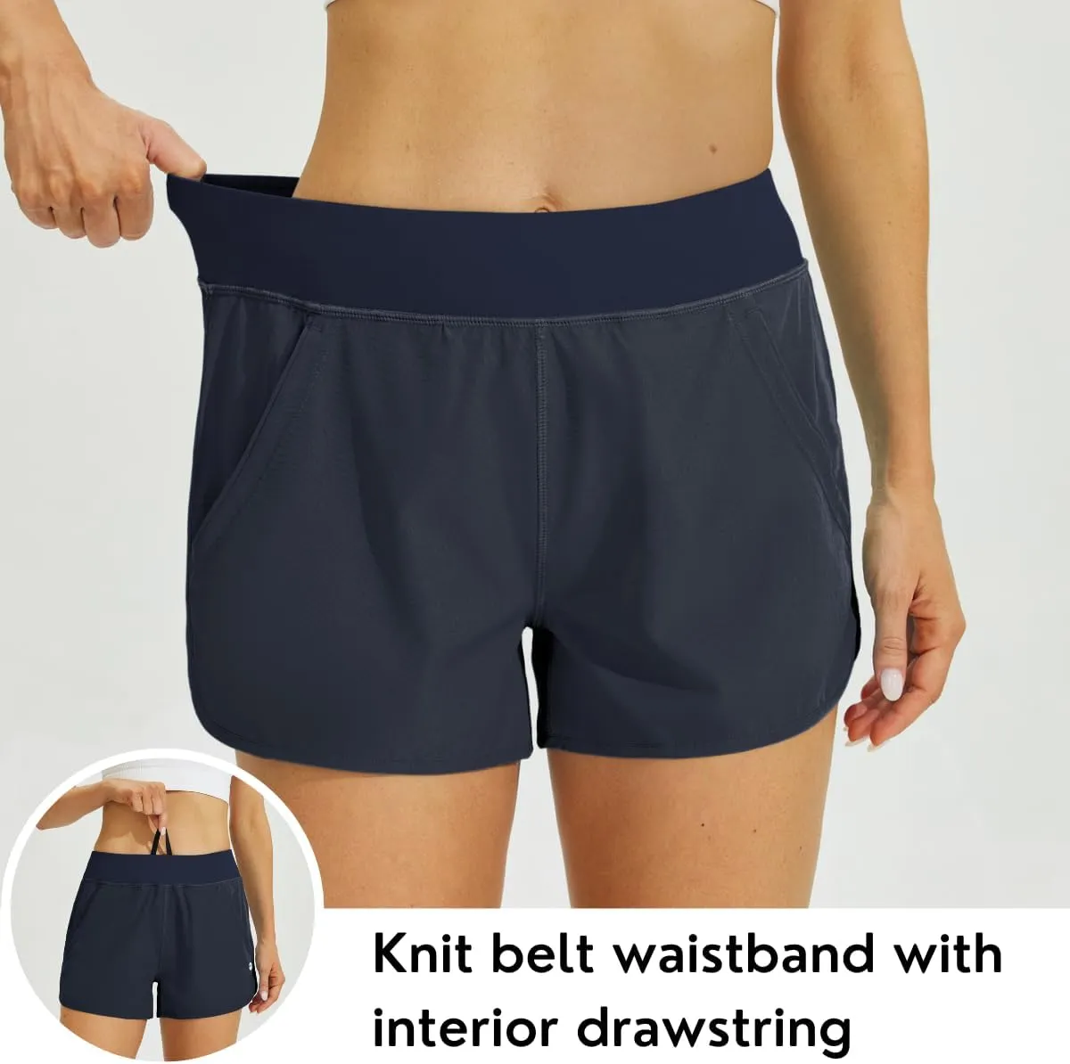 Willit Women's 3" Swim Board Shorts Swimming Bottoms with Brief Liner Quick Dry UPF 50 