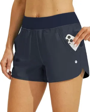 Willit Women's 3" Swim Board Shorts Swimming Bottoms with Brief Liner Quick Dry UPF 50 