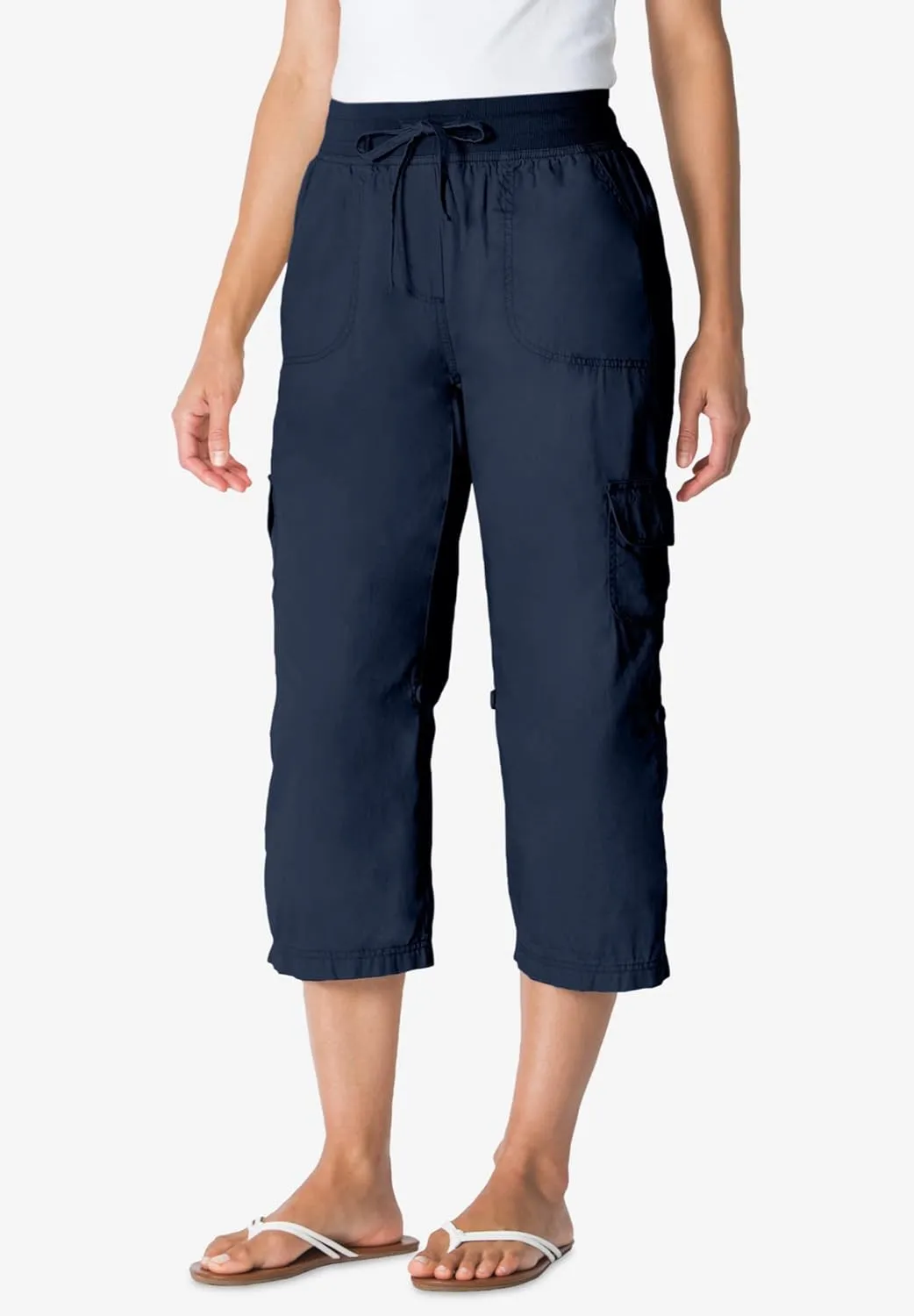 Woman Within Plus Size Convertible Length Cargo Capri/Bermuda