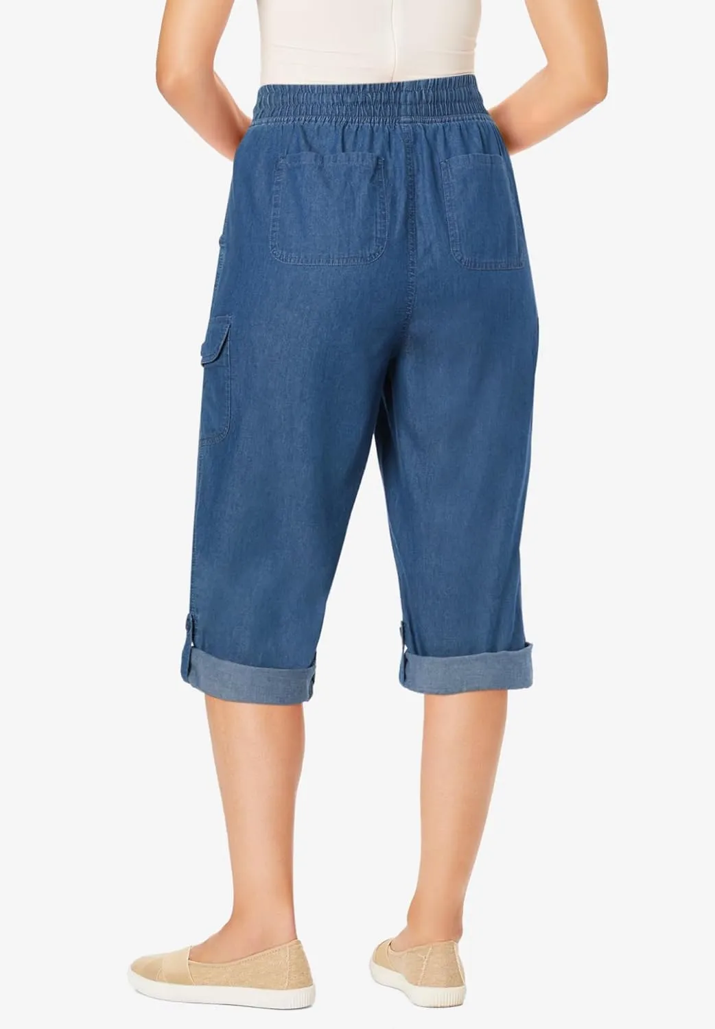 Woman Within Plus Size Convertible Length Cargo Capri/Bermuda