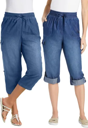 Woman Within Plus Size Convertible Length Cargo Capri/Bermuda