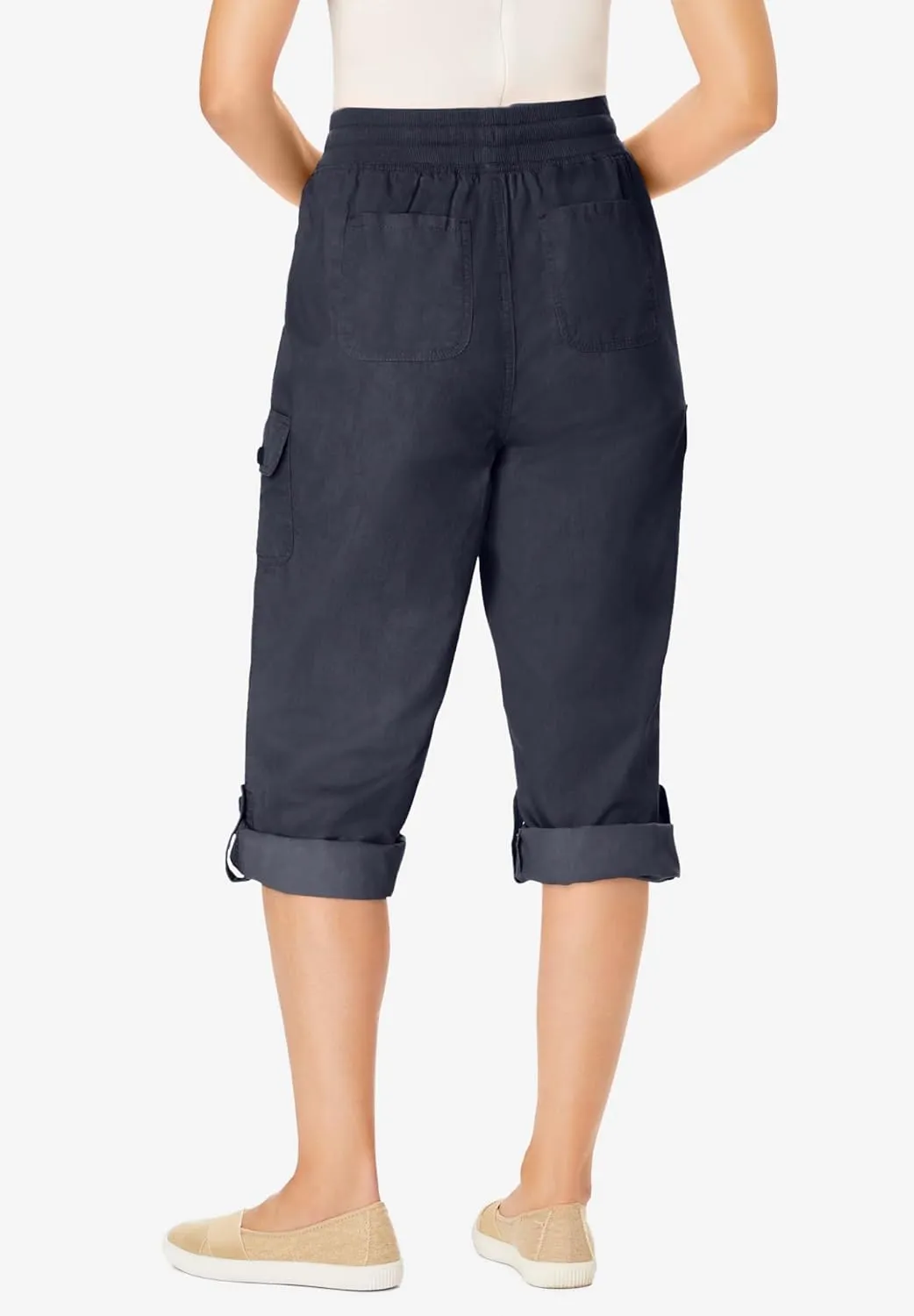 Woman Within Plus Size Convertible Length Cargo Capri/Bermuda