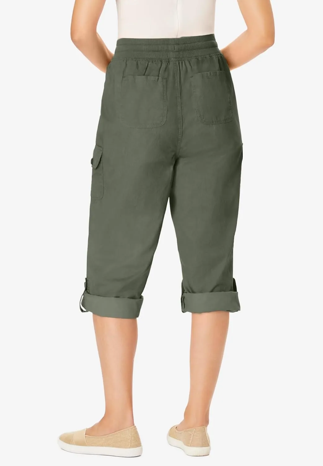 Woman Within Plus Size Convertible Length Cargo Capri/Bermuda