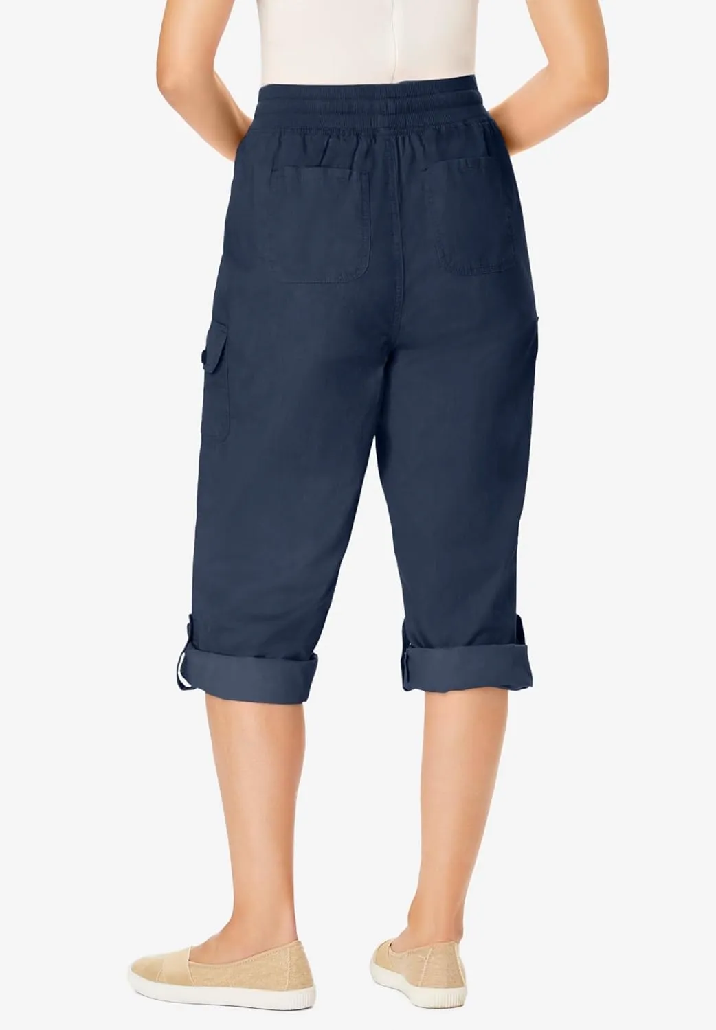 Woman Within Plus Size Convertible Length Cargo Capri/Bermuda