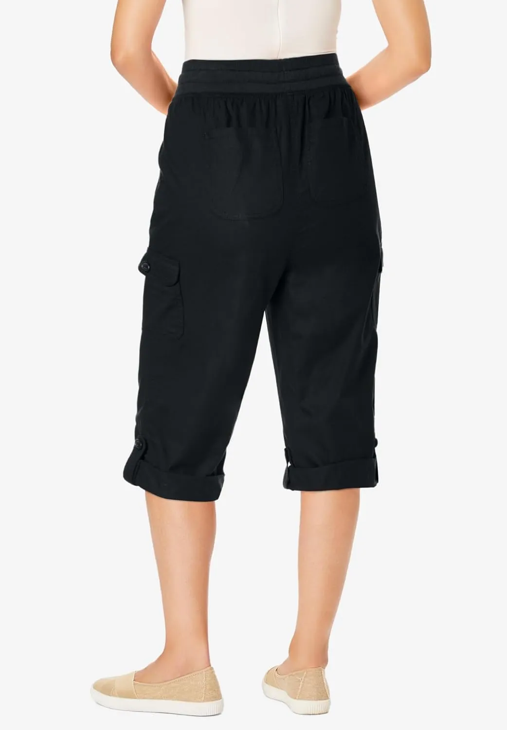 Woman Within Plus Size Convertible Length Cargo Capri/Bermuda