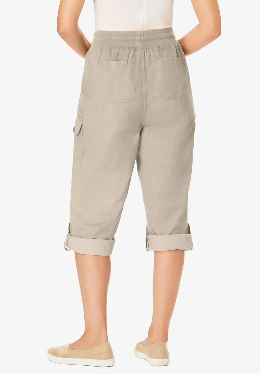 Woman Within Plus Size Convertible Length Cargo Capri/Bermuda
