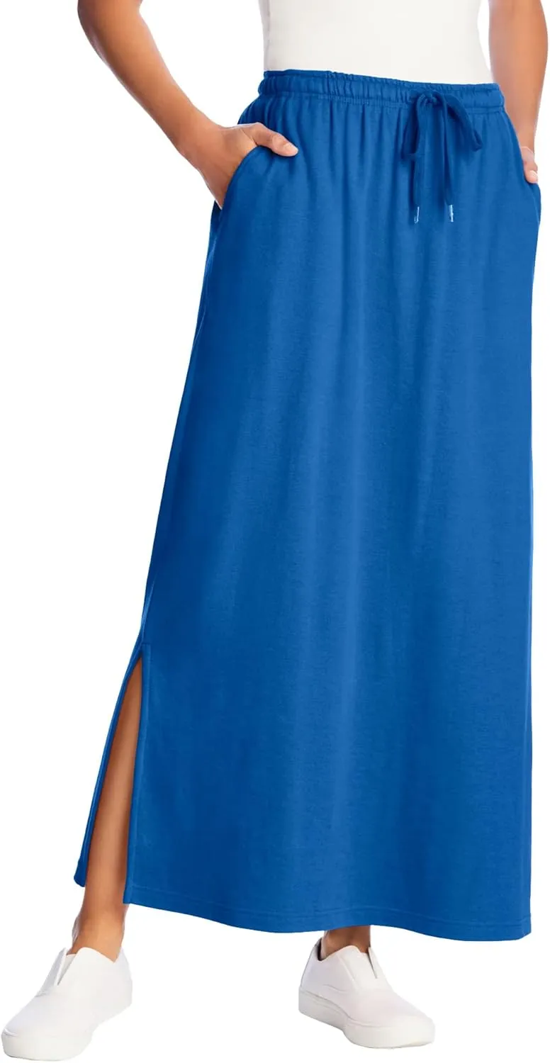 Woman Within Plus Size Petite Sport Knit Side-Slit Skirt