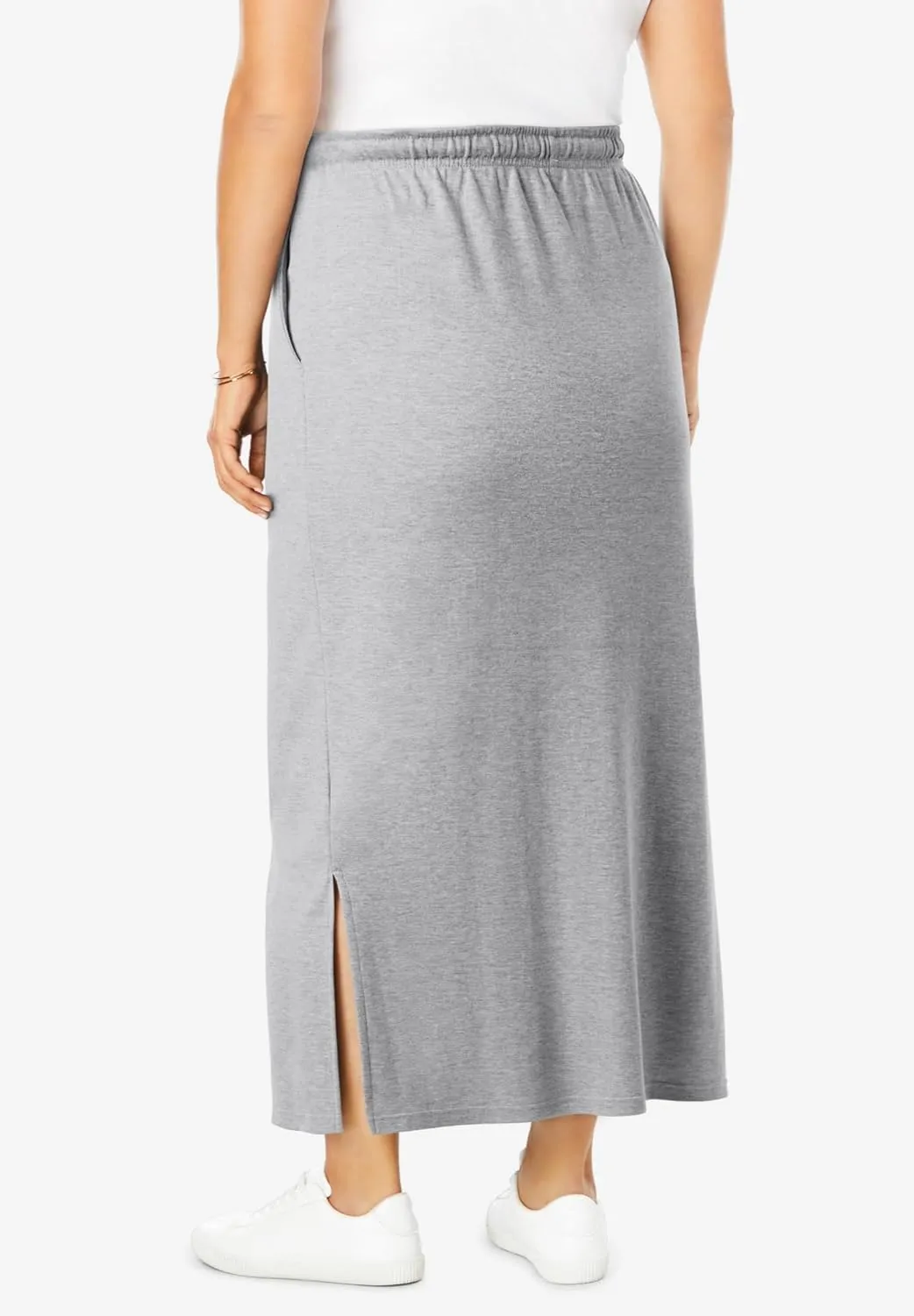 Woman Within Plus Size Petite Sport Knit Side-Slit Skirt