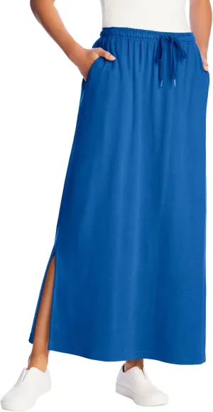 Woman Within Plus Size Petite Sport Knit Side-Slit Skirt