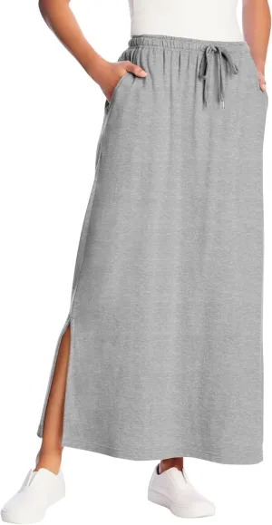 Woman Within Plus Size Petite Sport Knit Side-Slit Skirt