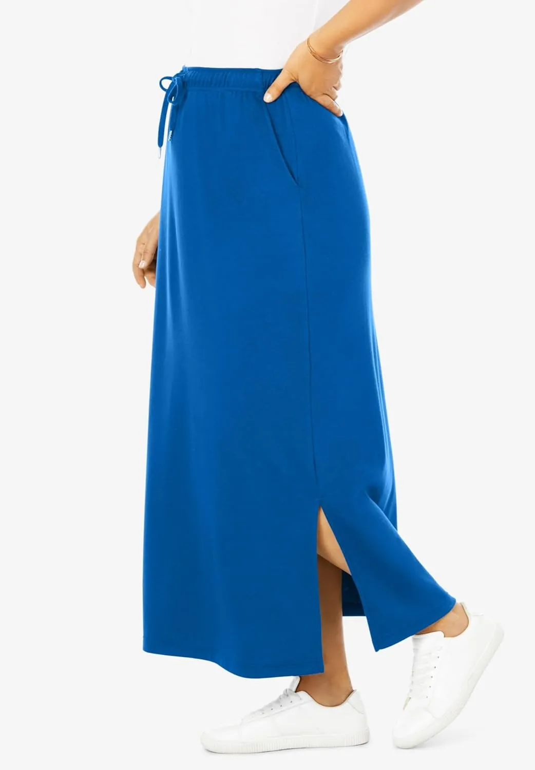Woman Within Plus Size Petite Sport Knit Side-Slit Skirt