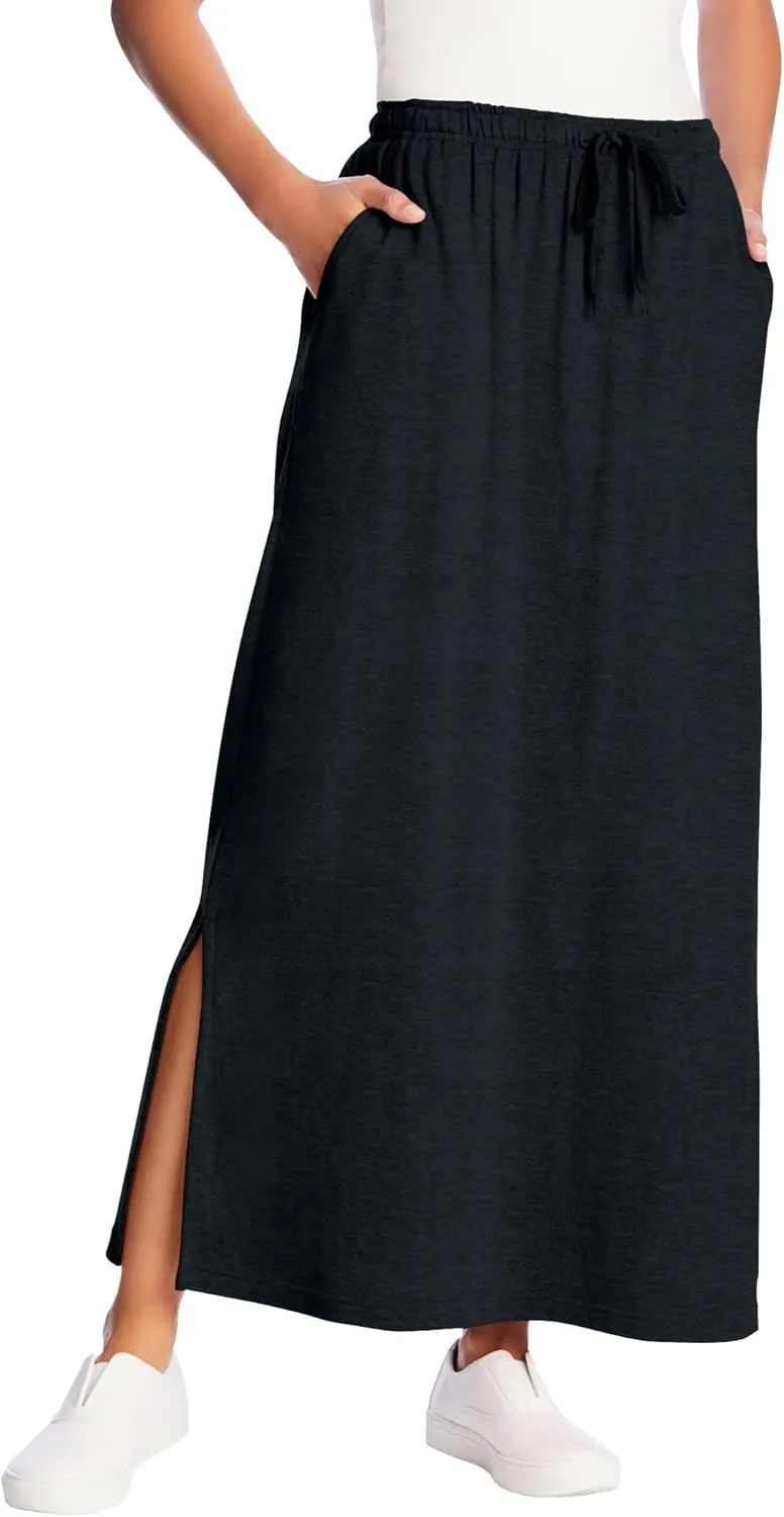 Woman Within Plus Size Sport Knit Side-Slit Skirt