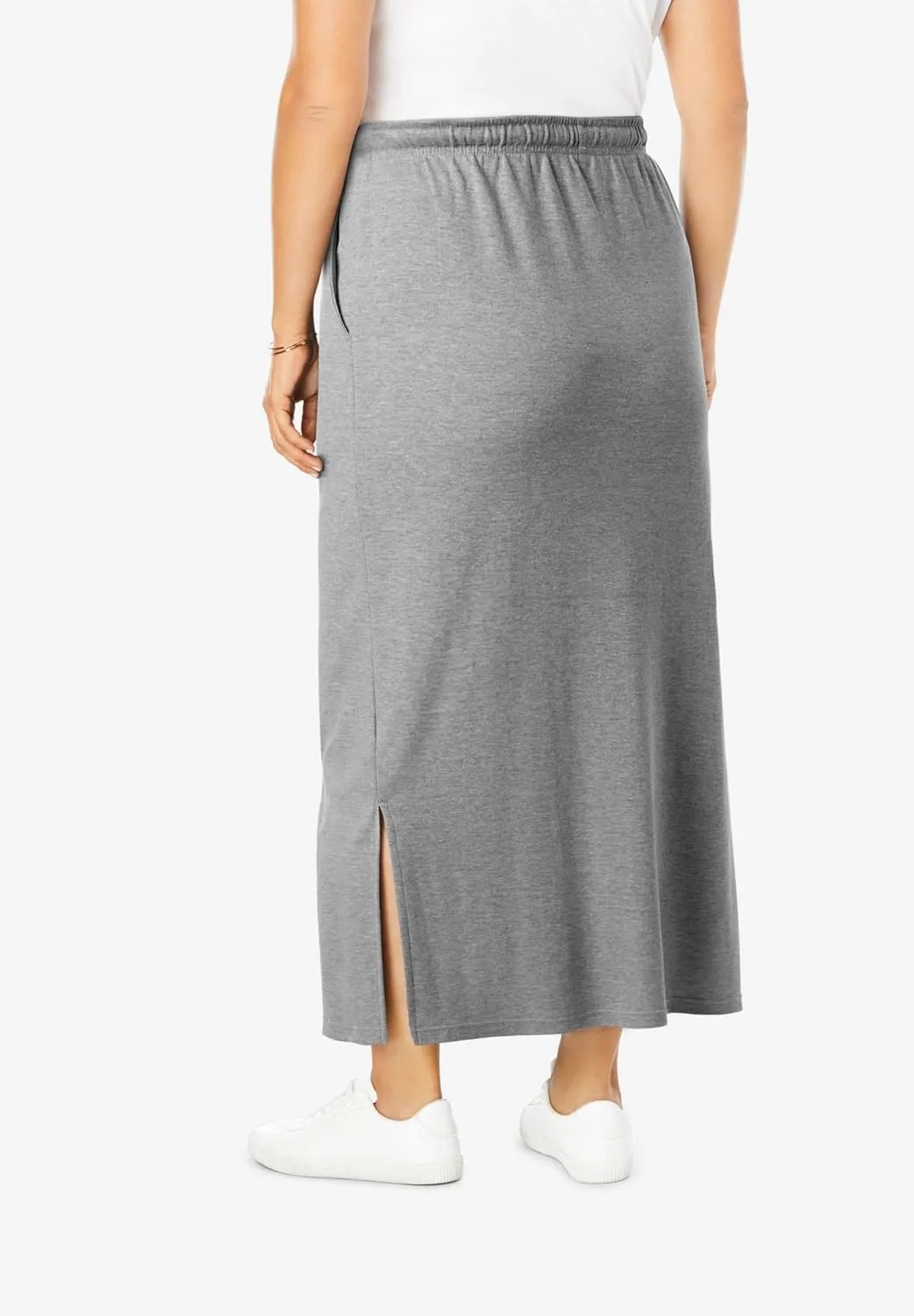 Woman Within Women's Plus Size Petite Sport Knit Side-Slit Skirt