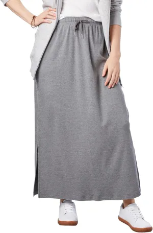 Woman Within Women's Plus Size Petite Sport Knit Side-Slit Skirt