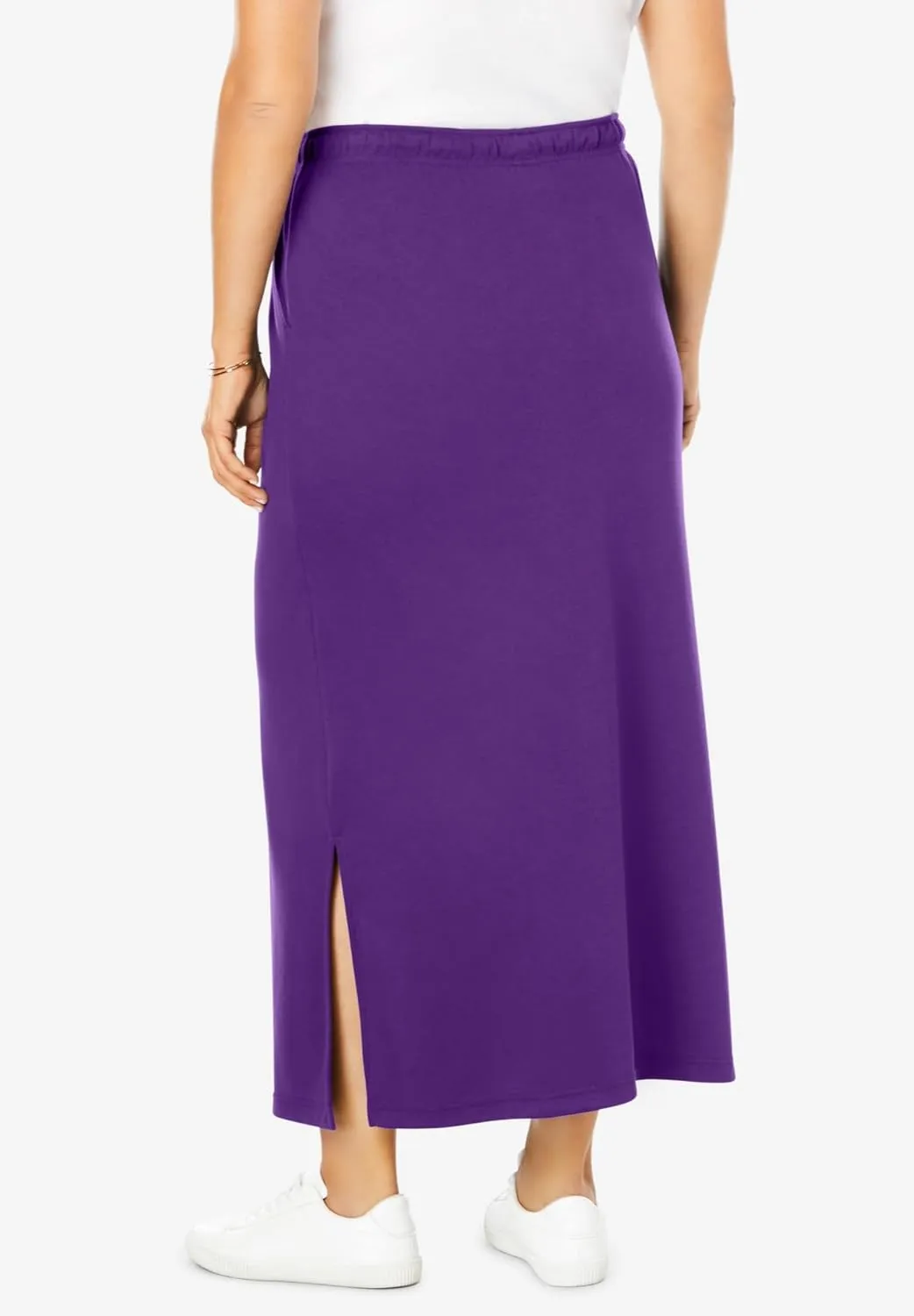 Woman Within Women's Plus Size Petite Sport Knit Side-Slit Skirt