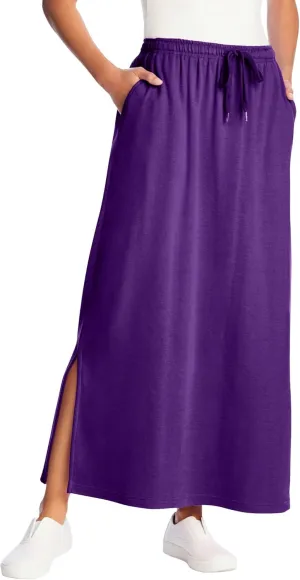 Woman Within Women's Plus Size Petite Sport Knit Side-Slit Skirt