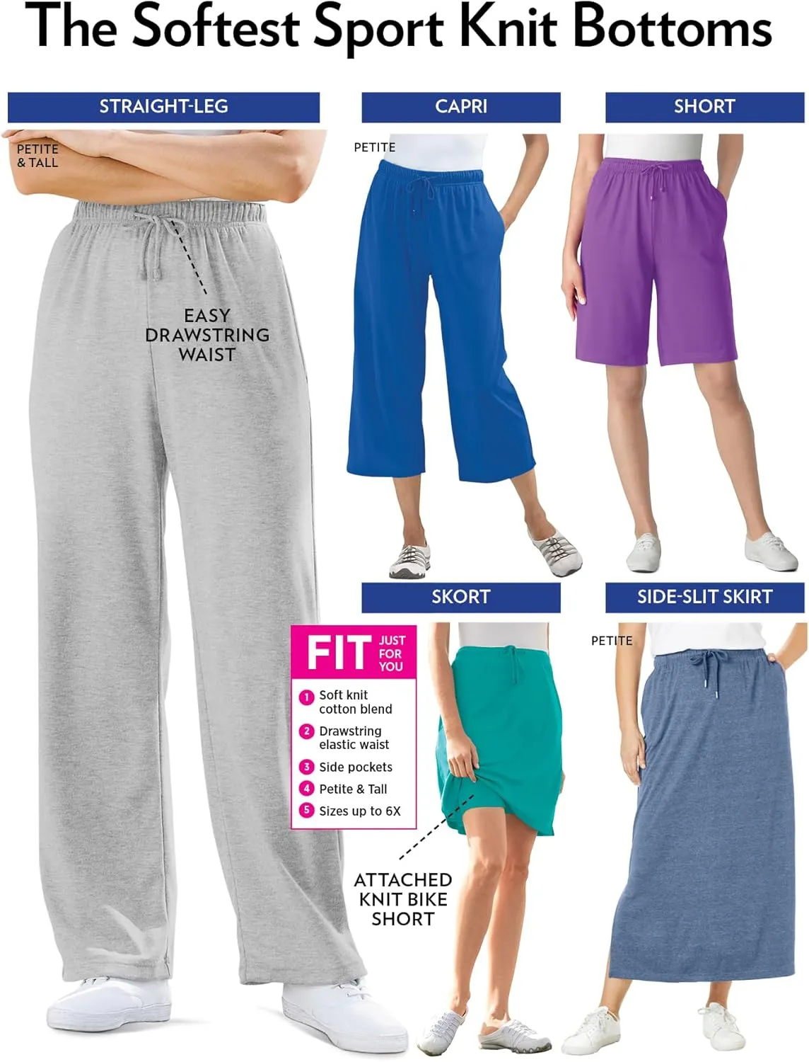 Woman Within Women's Plus Size Sport Knit Side-Slit Skirt
