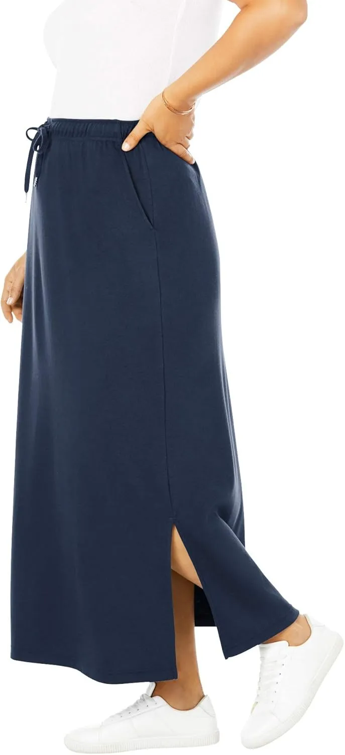 Woman Within Women's Plus Size Sport Knit Side-Slit Skirt