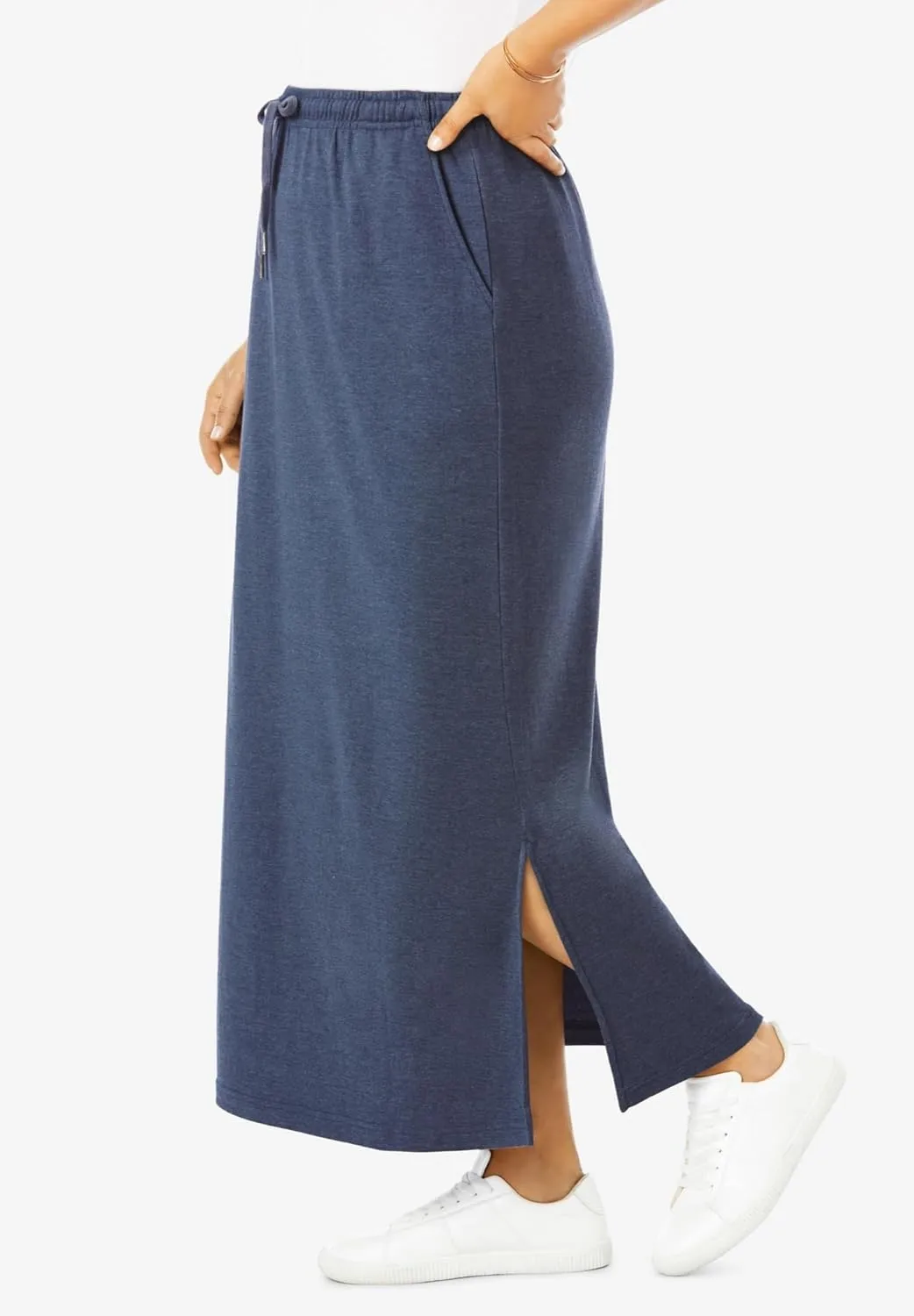 Woman Within Women's Plus Size Sport Knit Side-Slit Skirt