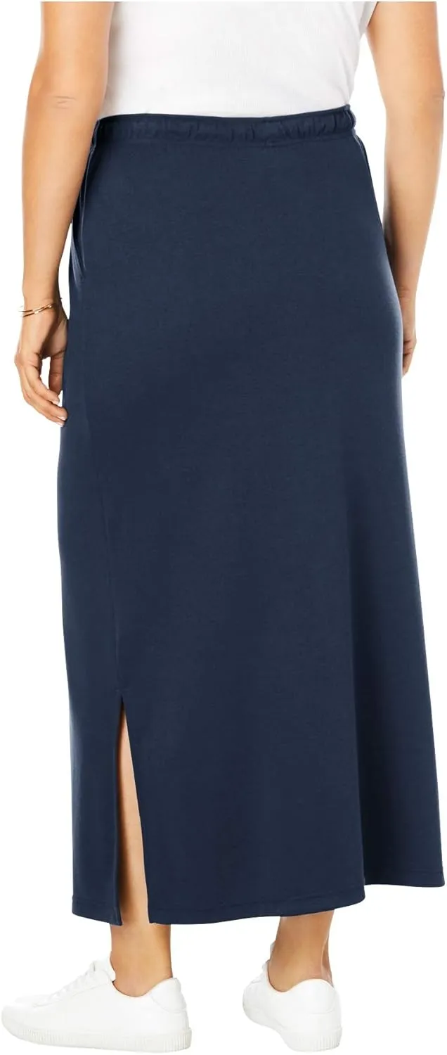 Woman Within Women's Plus Size Sport Knit Side-Slit Skirt