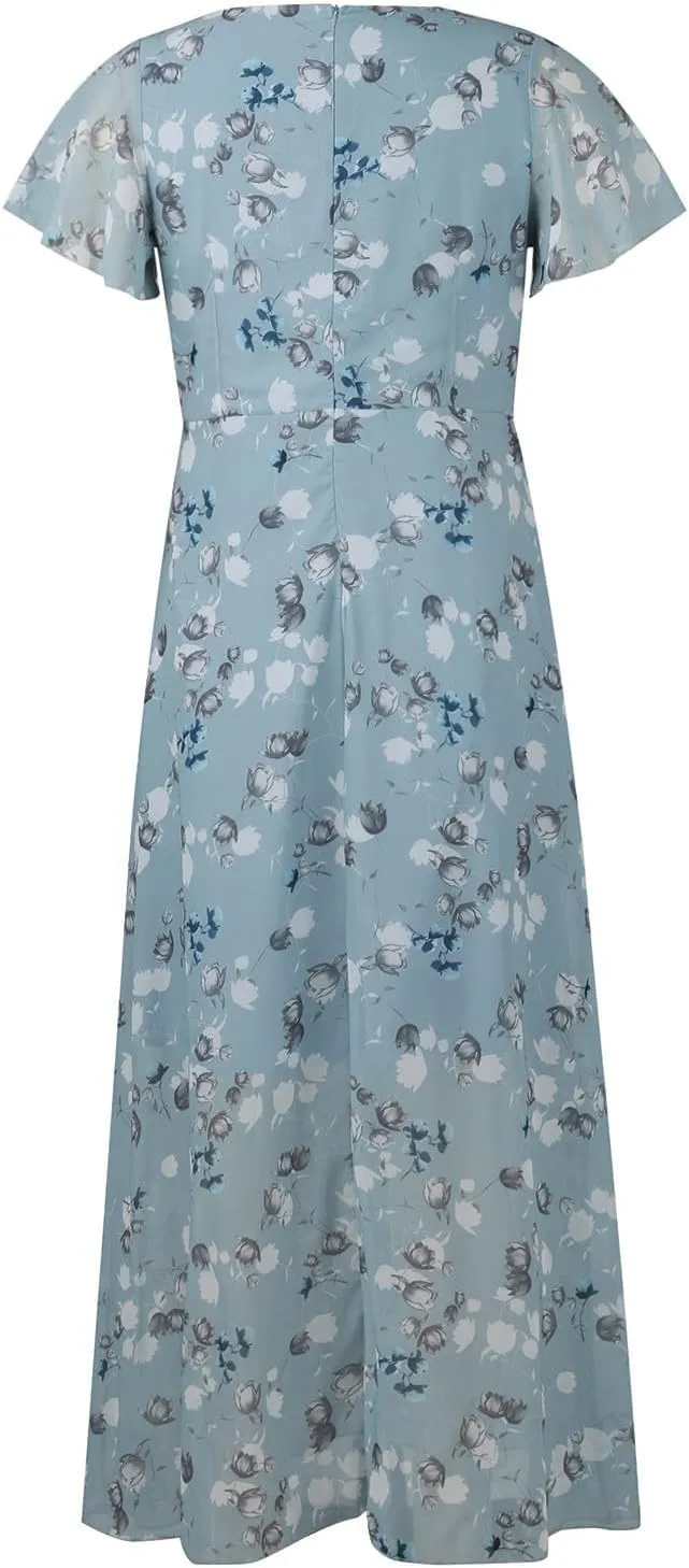 Women Casual Summer Dresses Chiffon Floral Short Sleeve Sun Dresses for Women 2025 Flowy Swing Party Beach Skirts